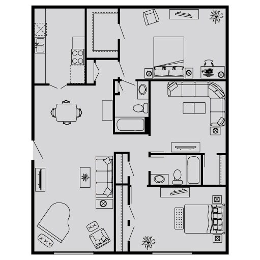 3 Beds • 2 Bath 196 floor plan